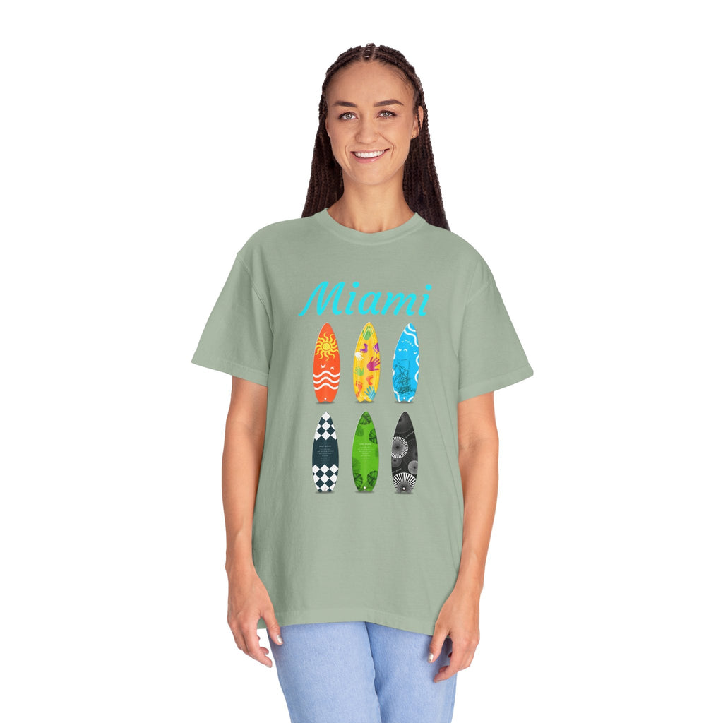 Miami Surfboard T-Shirt Colorful Beach Surf Tee - Etna Gift