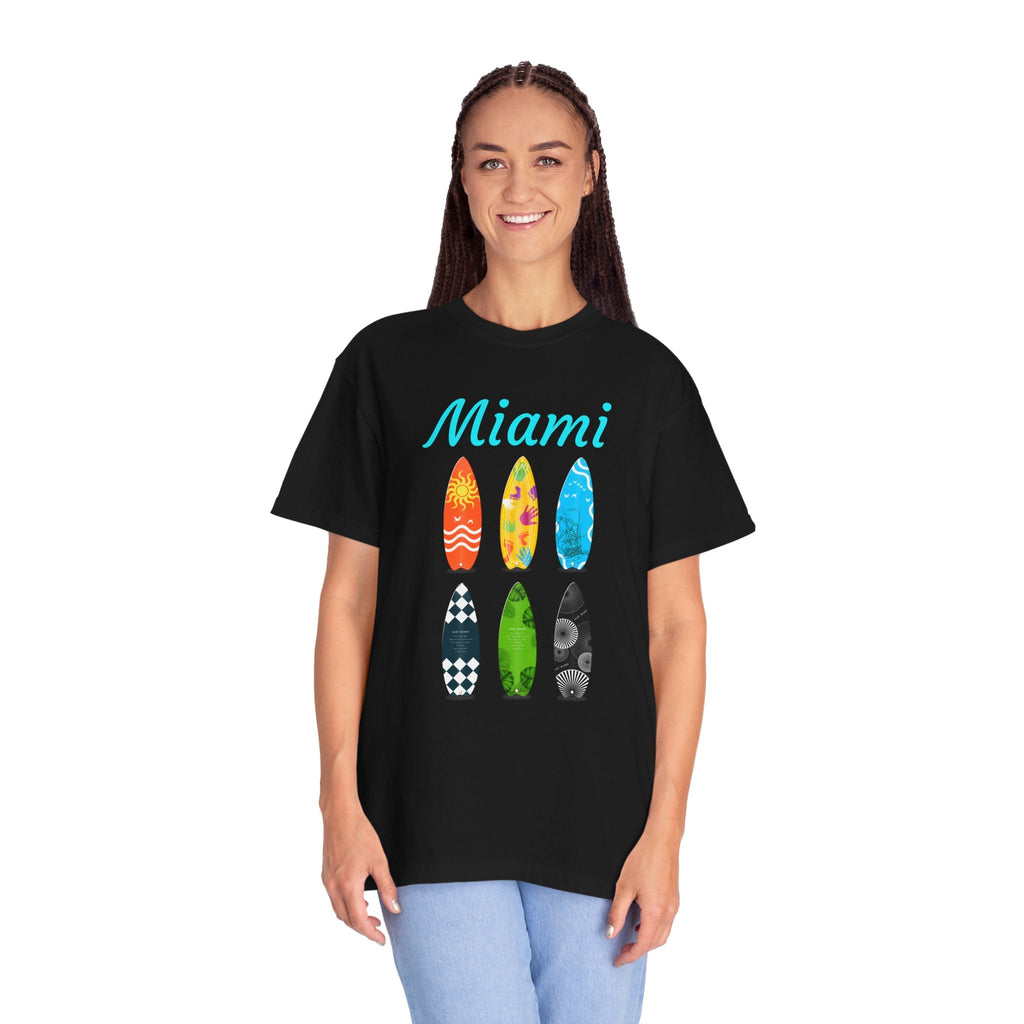 Miami Surfboard T-Shirt Colorful Beach Surf Tee - Etna Gift