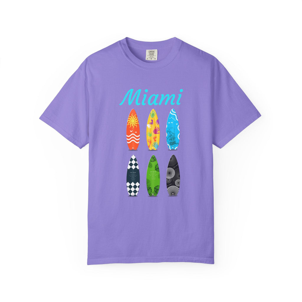 Miami Surfboard T-Shirt Colorful Beach Surf Tee - Etna Gift