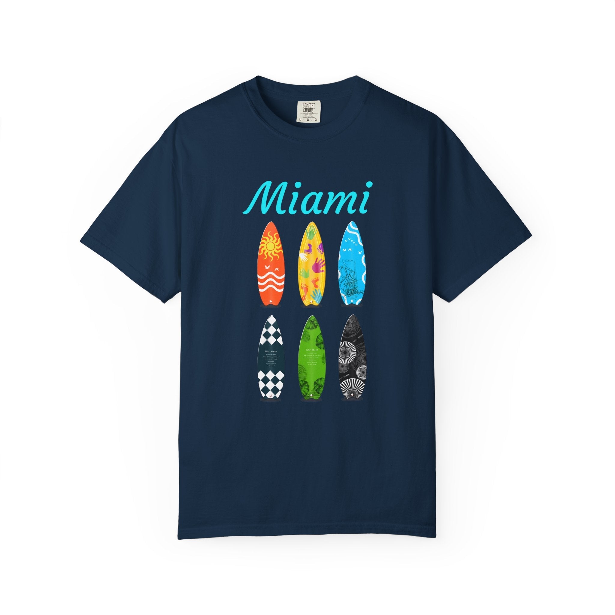 Miami Surfboard T-Shirt Colorful Beach Surf Tee - Etna Gift
