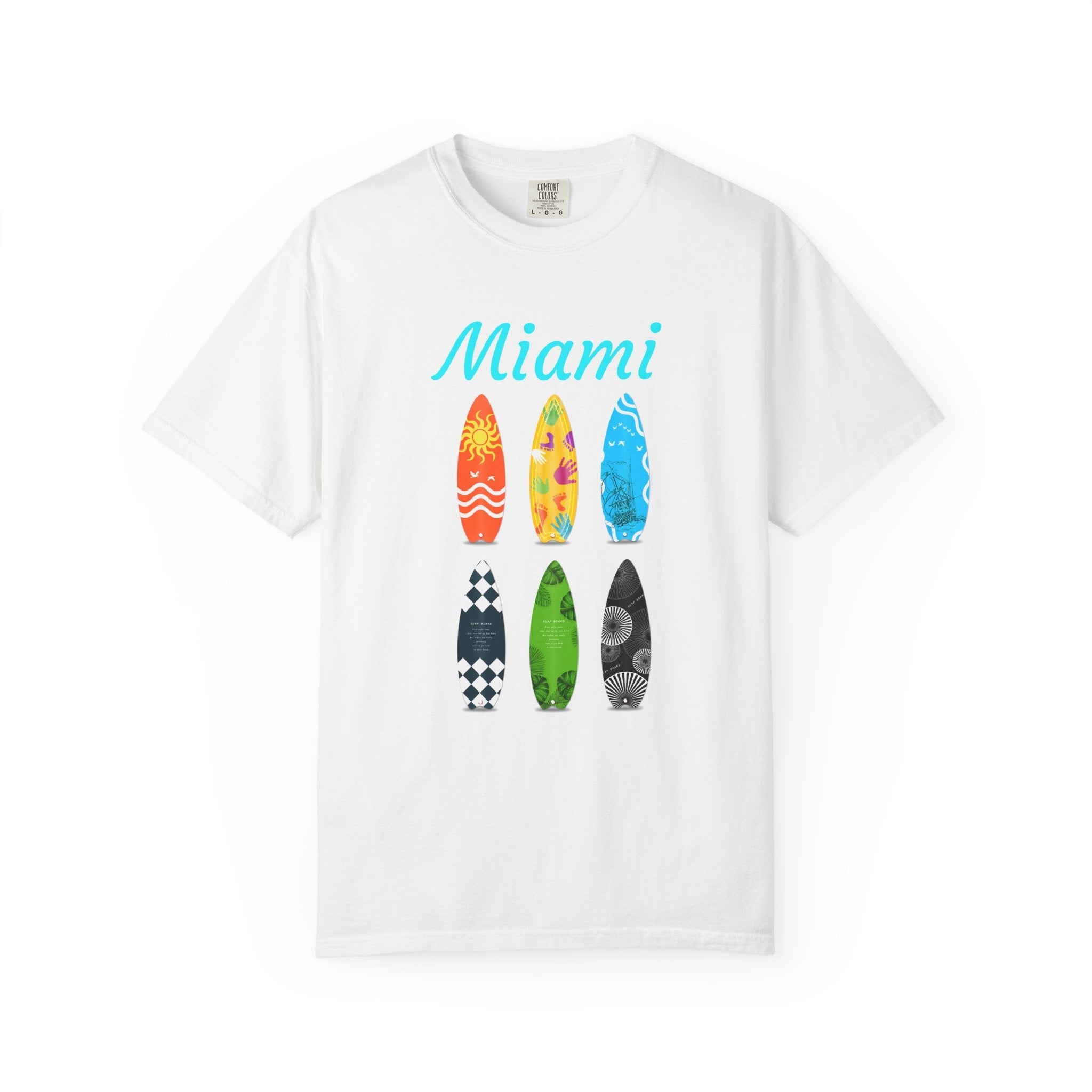 Miami Surfboard T-Shirt Colorful Beach Surf Tee - Etna Gift