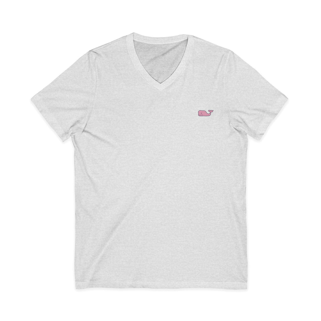 Minimal Pink Whale V - Neck Tee - Etna Gift