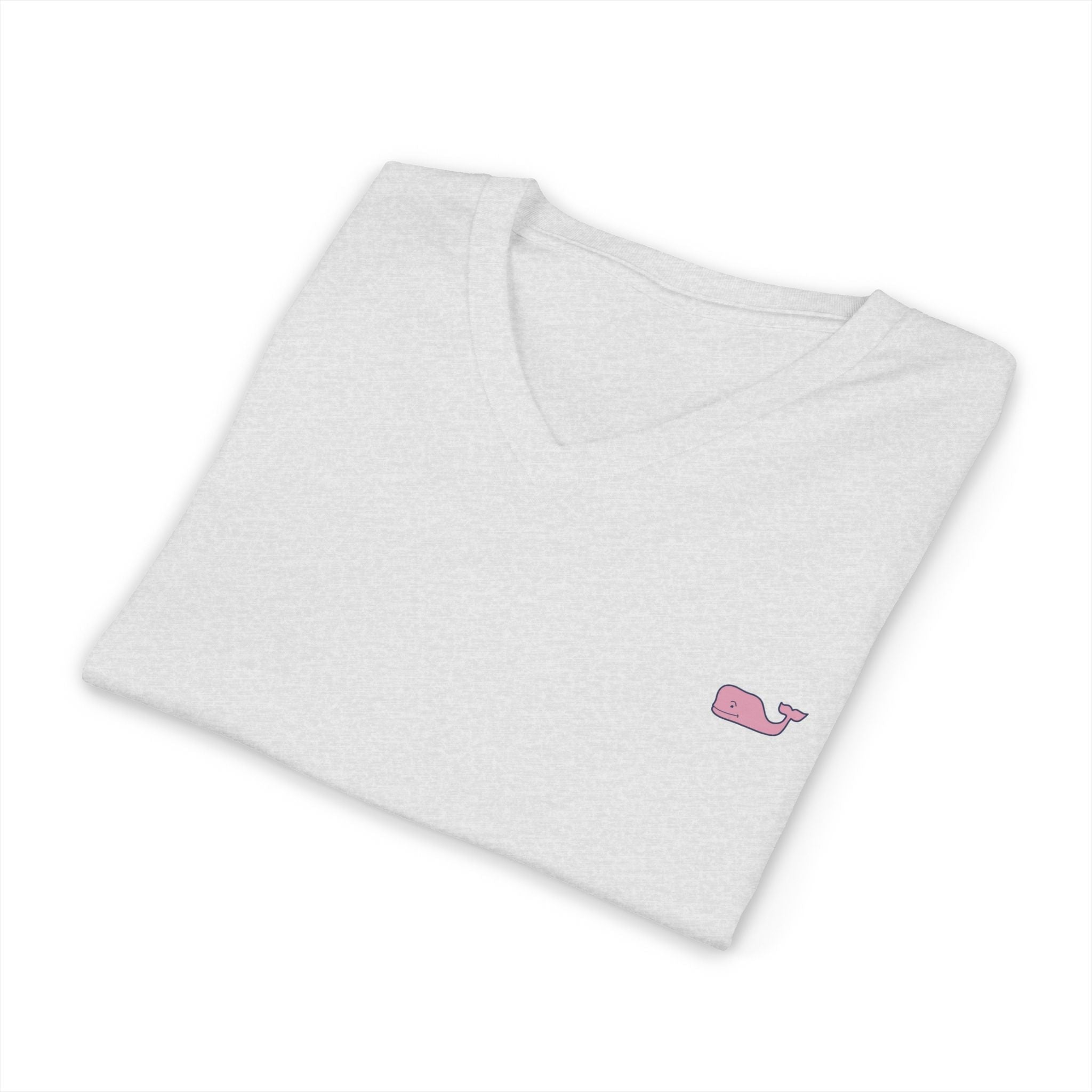 Minimal Pink Whale V - Neck Tee - Etna Gift