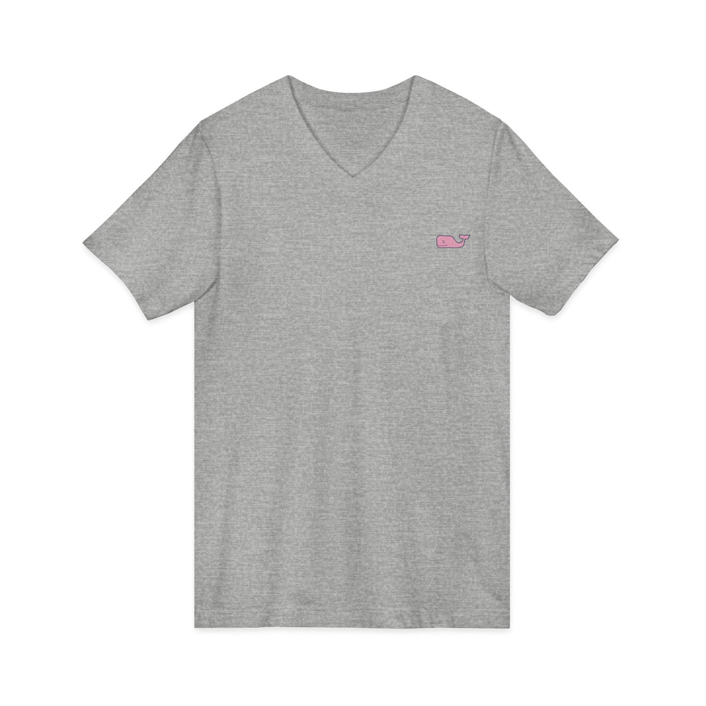 Minimal Pink Whale V - Neck Tee - Etna Gift