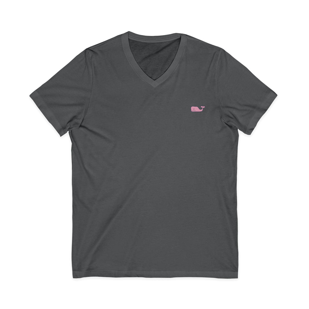 Minimal Pink Whale V - Neck Tee - Etna Gift
