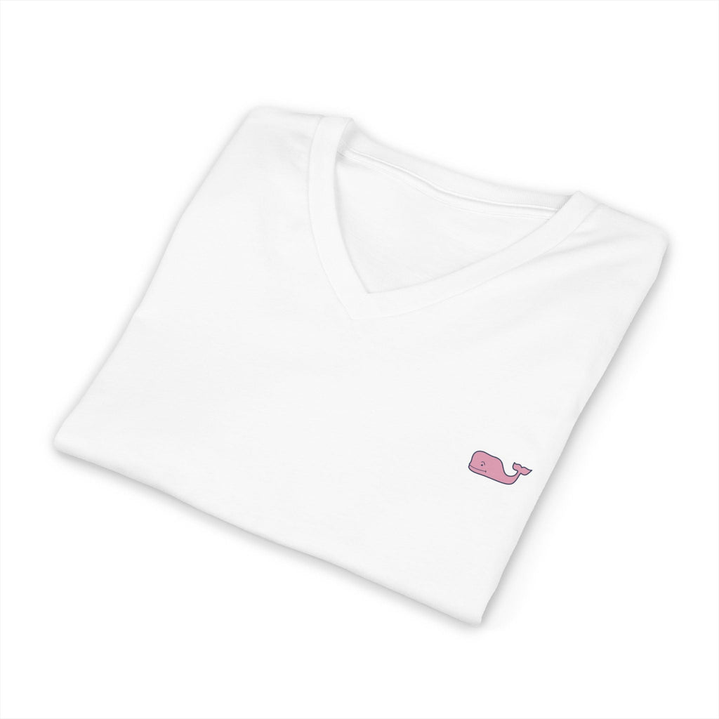 Minimal Pink Whale V - Neck Tee - Etna Gift