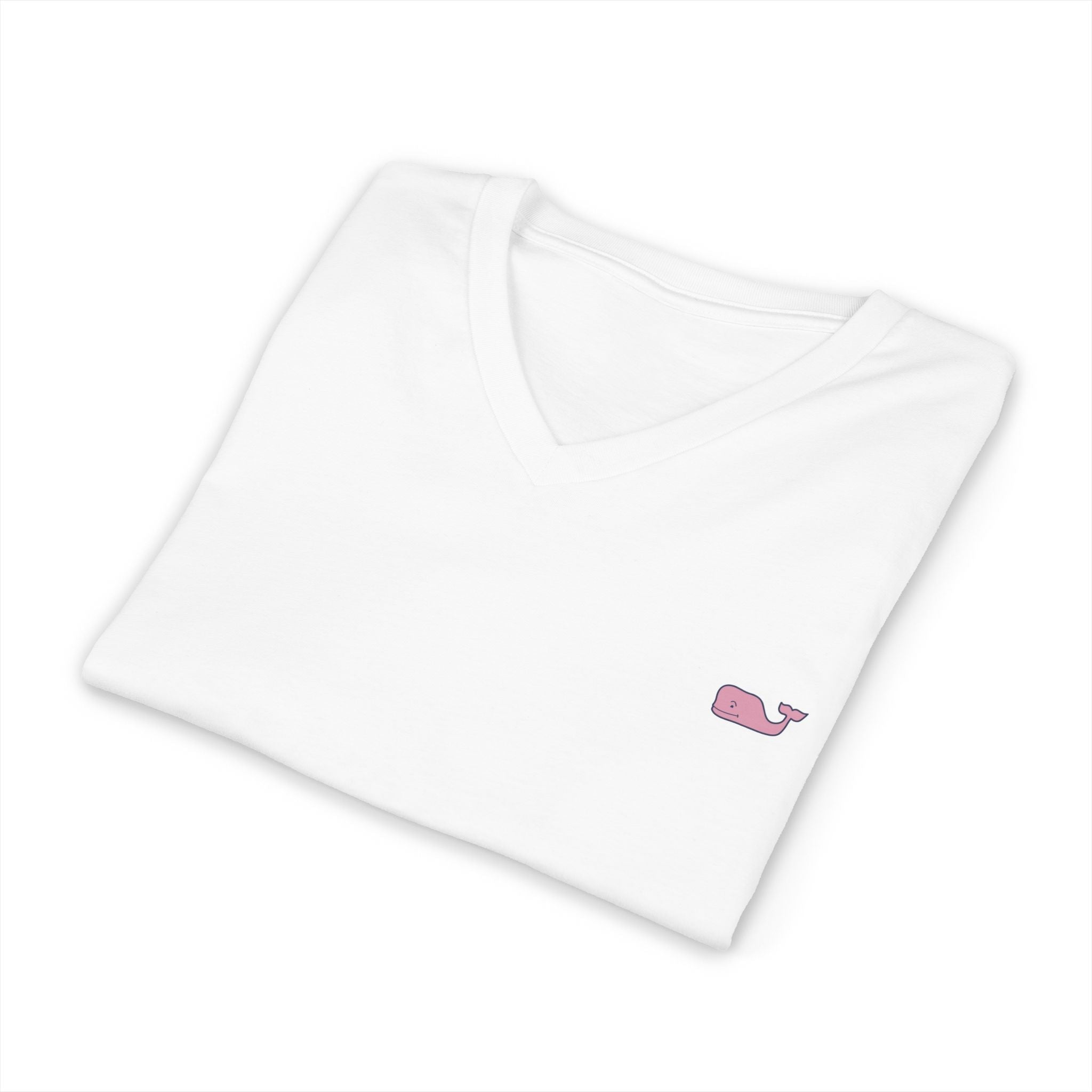 Minimal Pink Whale V - Neck Tee - Etna Gift