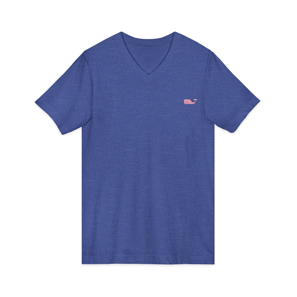 Minimal Pink Whale V - Neck Tee - Etna Gift
