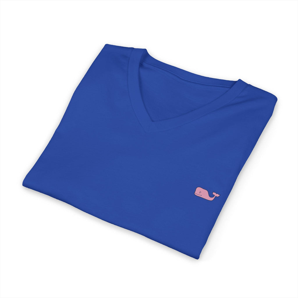 Minimal Pink Whale V - Neck Tee - Etna Gift