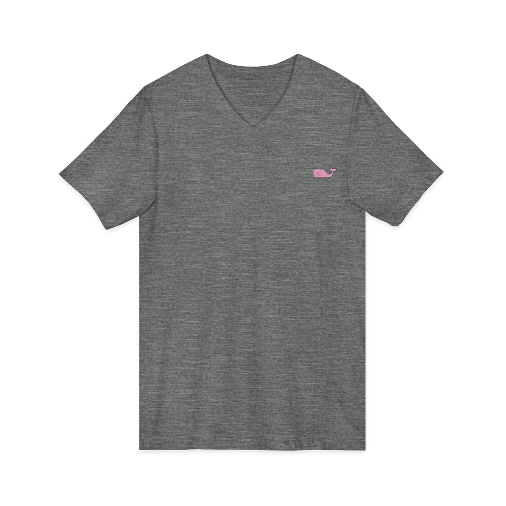 Minimal Pink Whale V - Neck Tee - Etna Gift