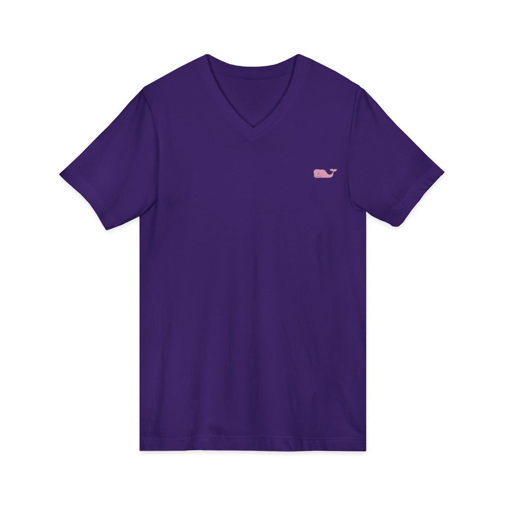 Minimal Pink Whale V - Neck Tee - Etna Gift