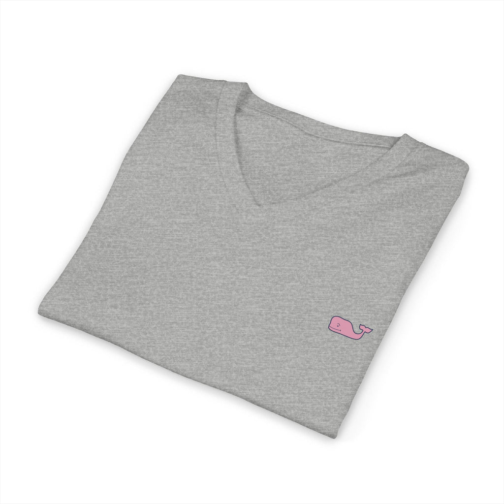 Minimal Pink Whale V - Neck Tee - Etna Gift