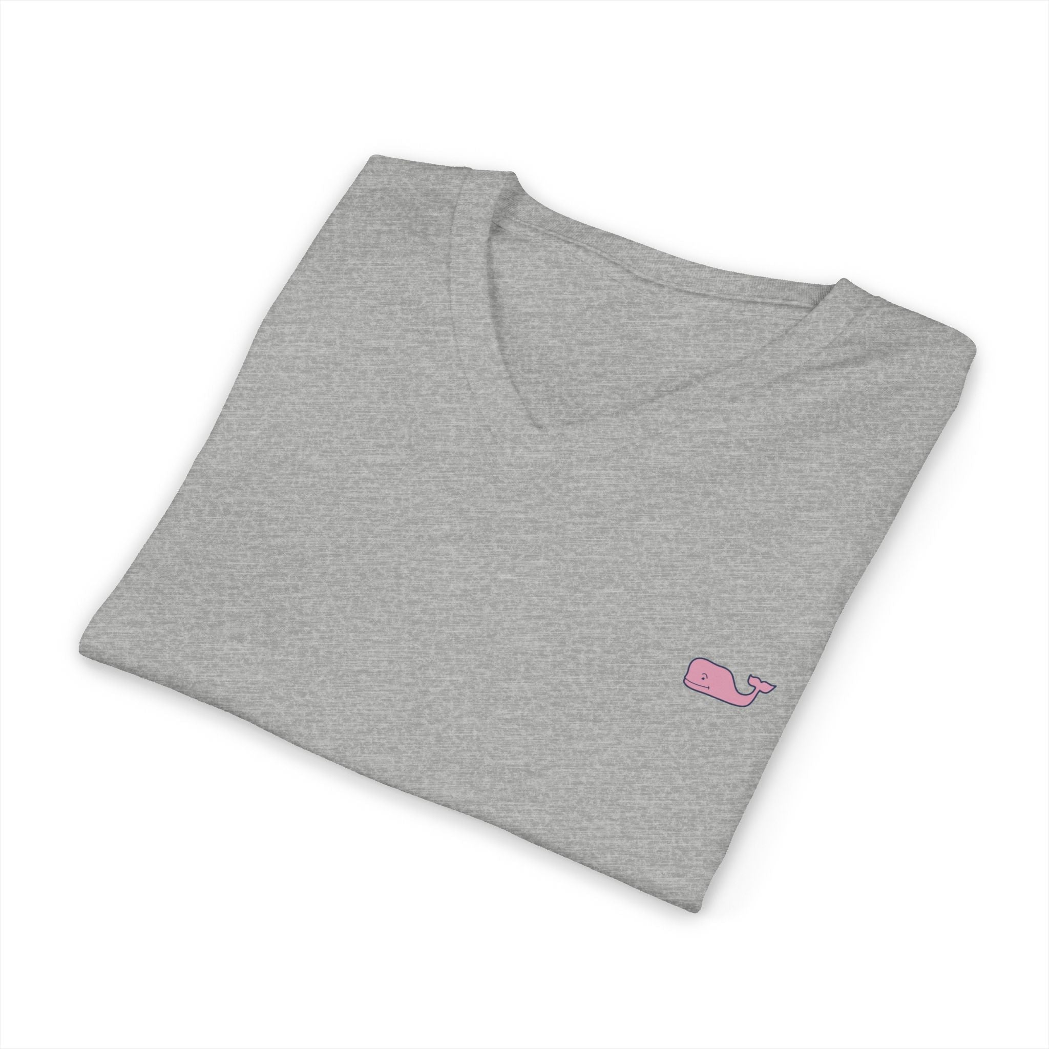 Minimal Pink Whale V - Neck Tee - Etna Gift