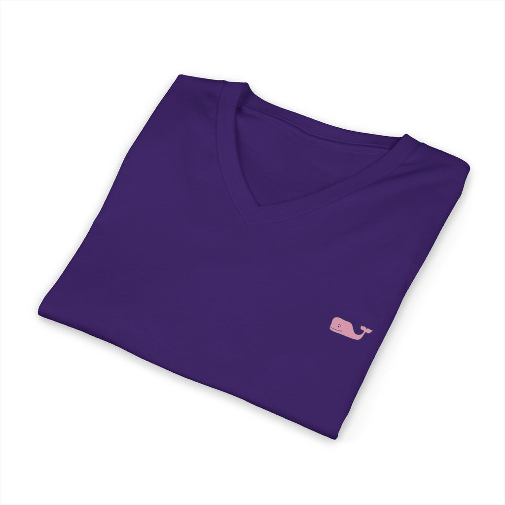 Minimal Pink Whale V - Neck Tee - Etna Gift