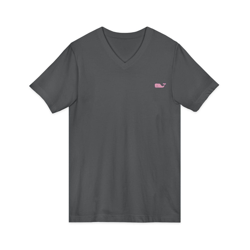 Minimal Pink Whale V - Neck Tee - Etna Gift