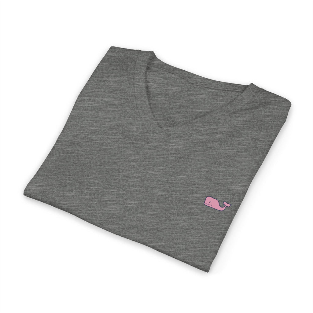 Minimal Pink Whale V - Neck Tee - Etna Gift