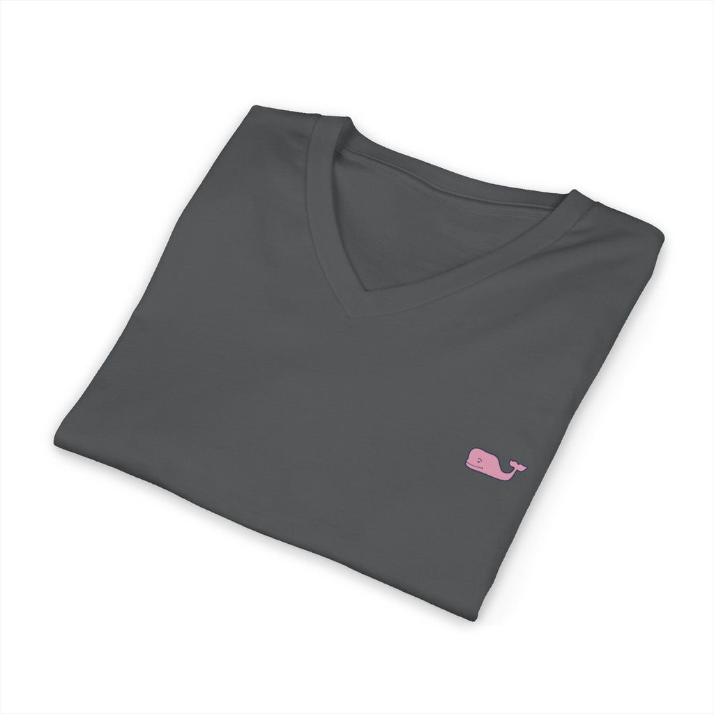 Minimal Pink Whale V - Neck Tee - Etna Gift