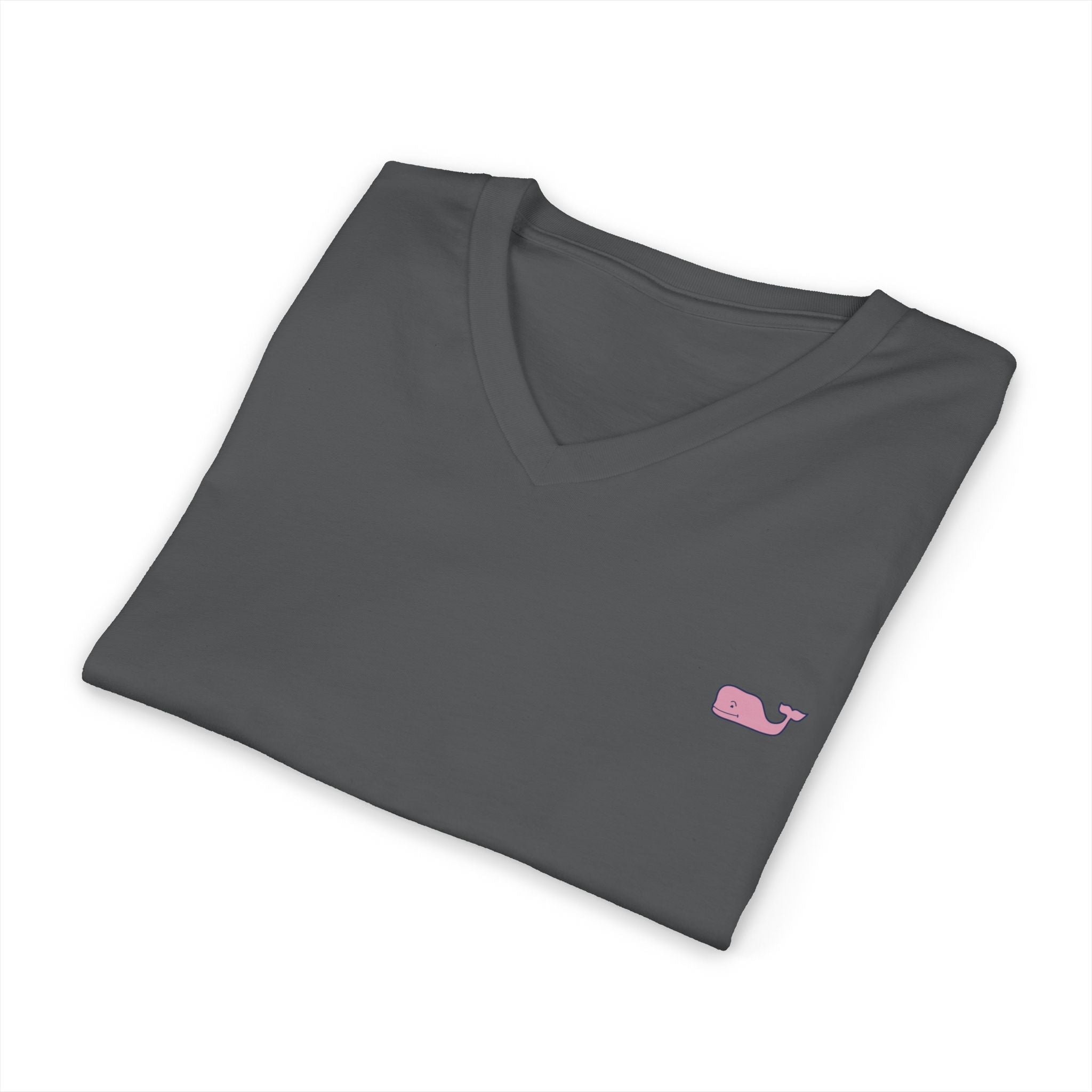 Minimal Pink Whale V - Neck Tee - Etna Gift