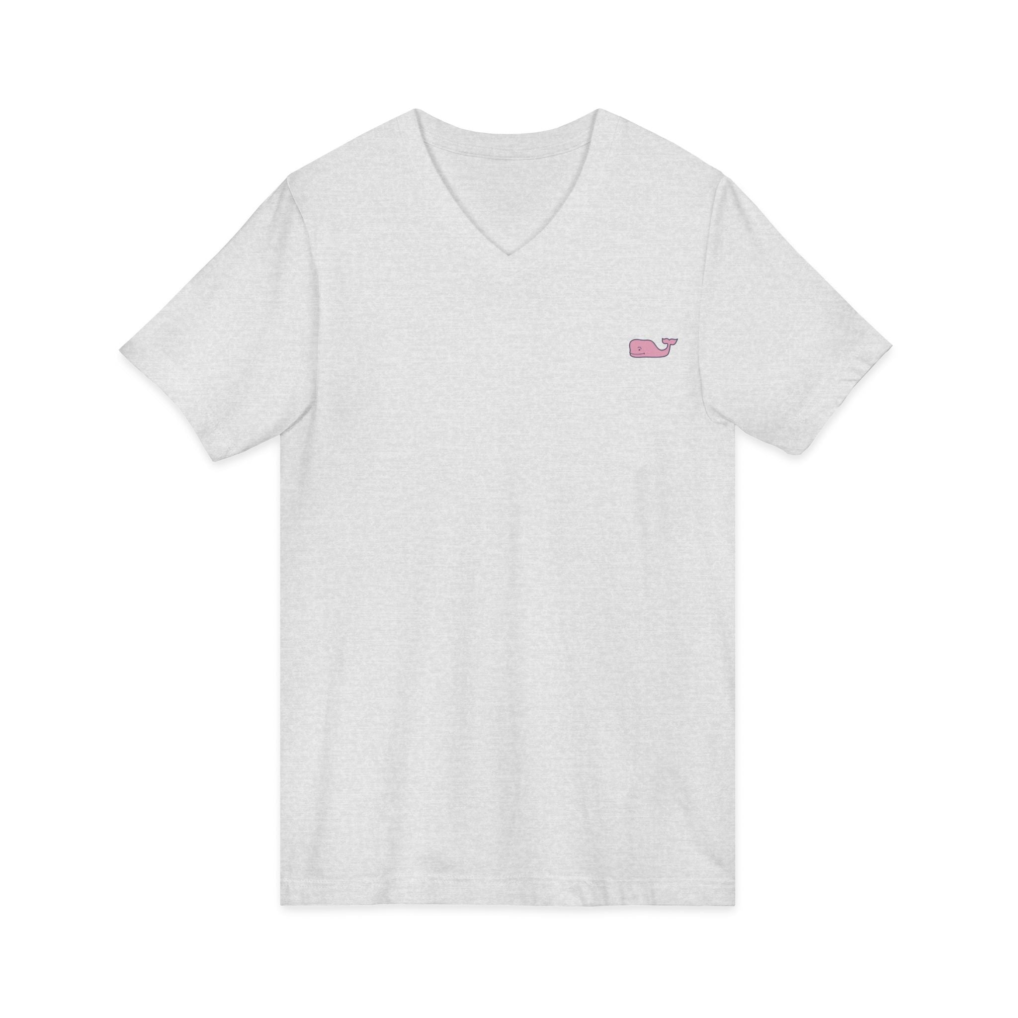 Minimal Pink Whale V - Neck Tee - Etna Gift