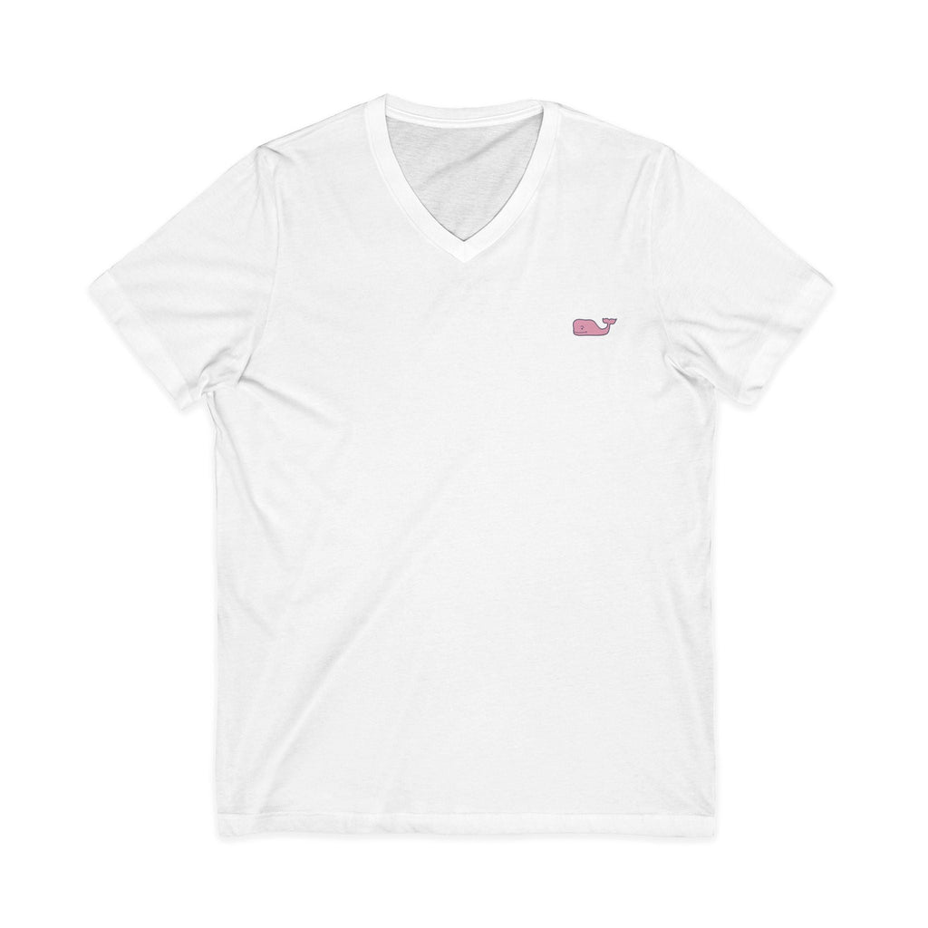 Minimal Pink Whale V - Neck Tee - Etna Gift