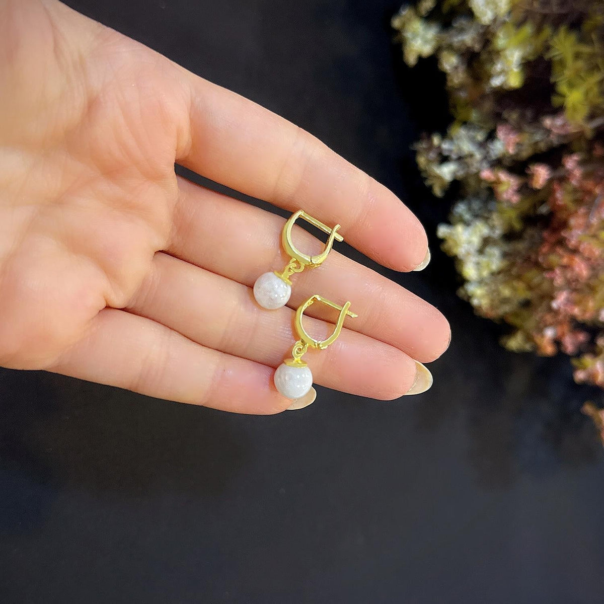 Moonstone silver earrings, 925 sterling silver - Etna Gift