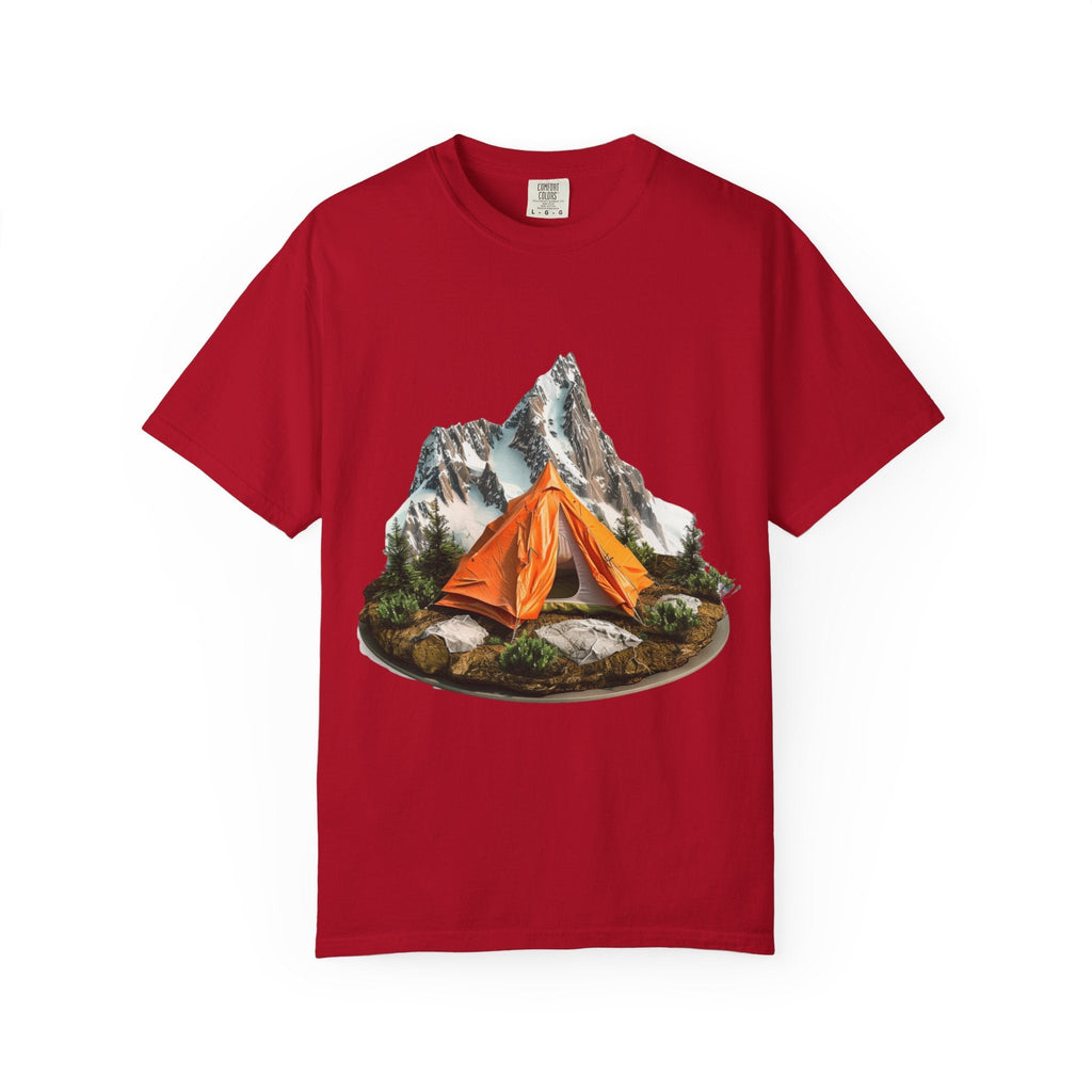 Mountain Camping Tent T-Shirt Orange Tent Campsite Graphic - Etna Gift