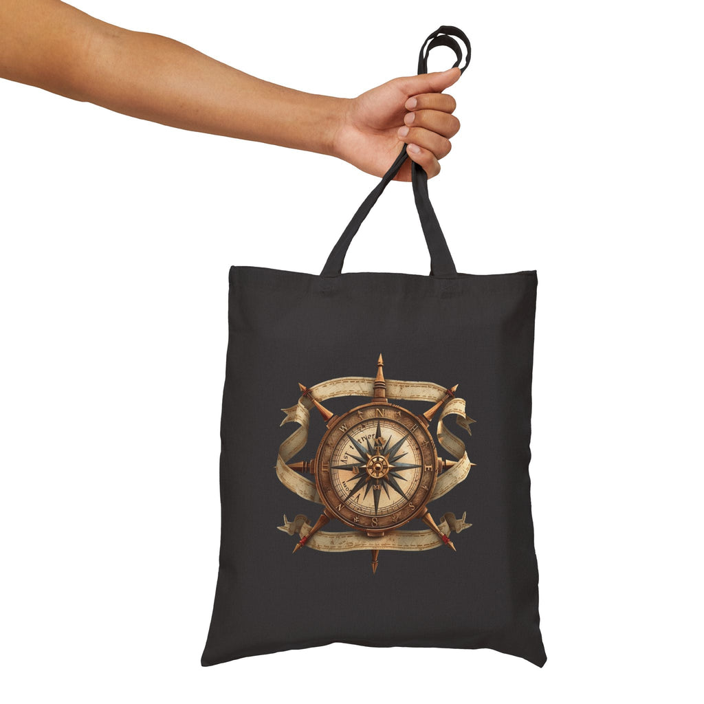 Nautical Compass & Anchor Cotton Tote Vintage Seafaring Canvas Bag - Etna Gift