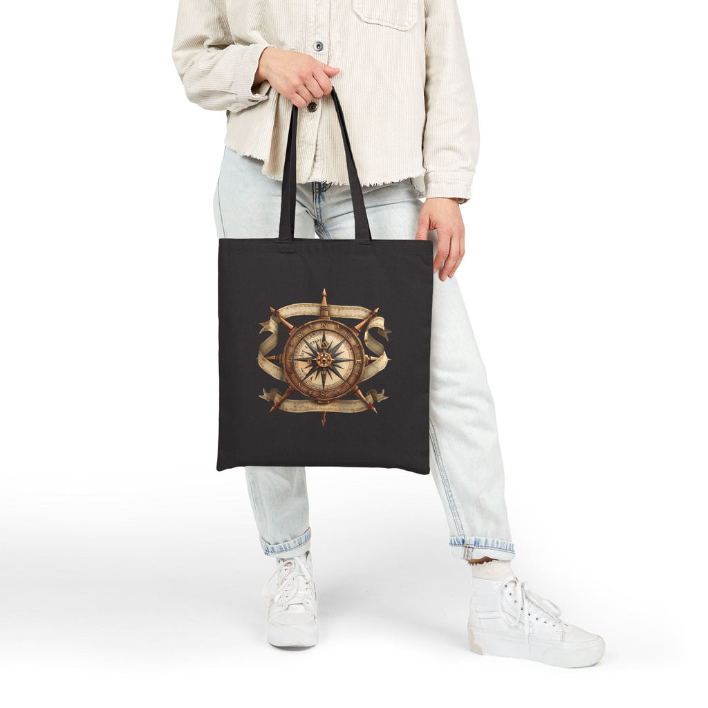 Nautical Compass & Anchor Cotton Tote Vintage Seafaring Canvas Bag - Etna Gift