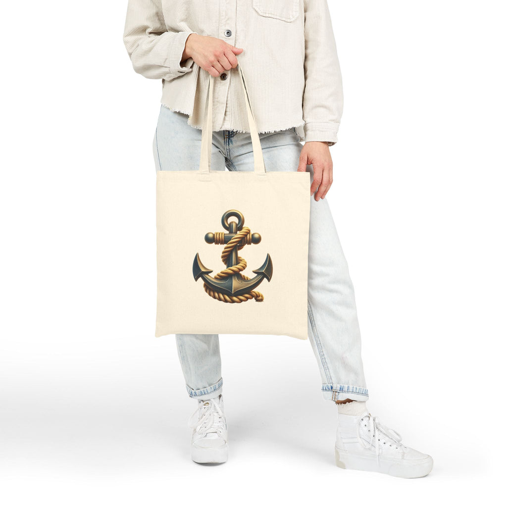 Nautical Compass & Anchor Cotton Tote Vintage Seafaring Canvas Bag - Etna Gift