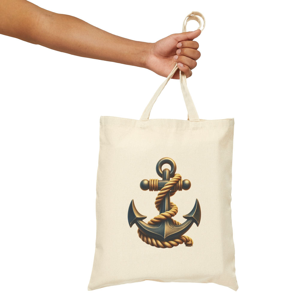 Nautical Compass & Anchor Cotton Tote Vintage Seafaring Canvas Bag - Etna Gift