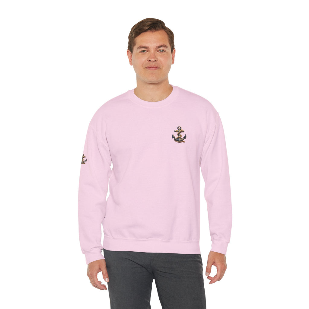 Nautical Compass Crewneck Sweatshirt Vintage Anchor & Compass Back Graphic - Etna Gift