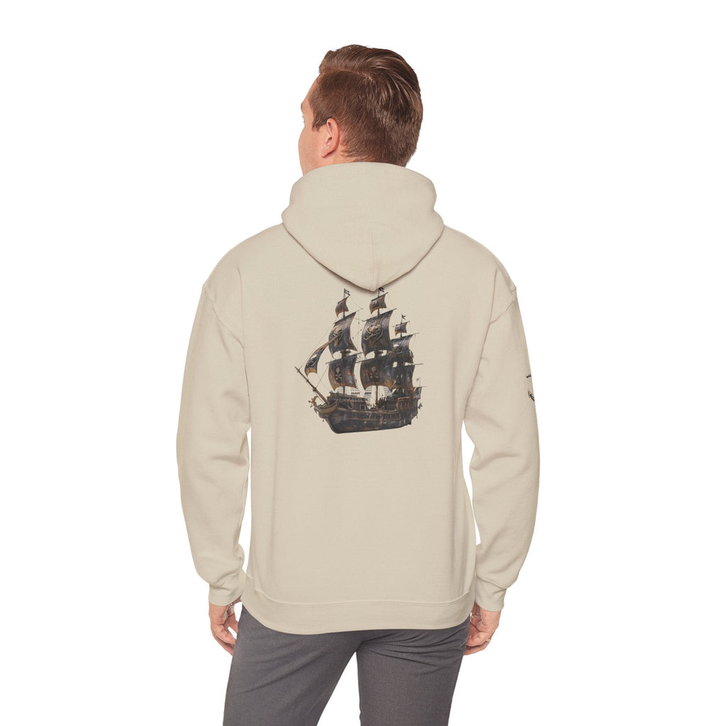 Nautical Ship Hoodie Vintage Pirate Galleon Sweatshirt with Anchor Sleeve - Etna Gift