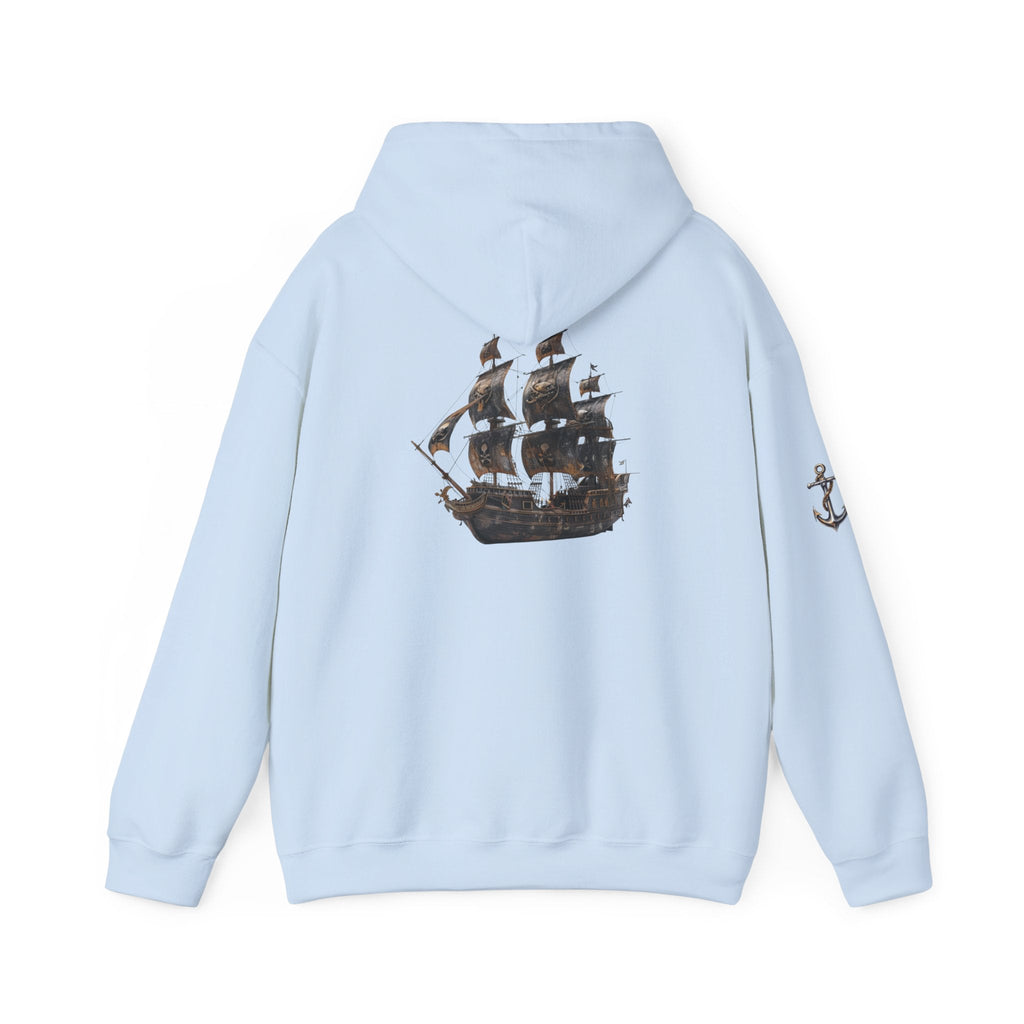Nautical Ship Hoodie Vintage Pirate Galleon Sweatshirt with Anchor Sleeve - Etna Gift
