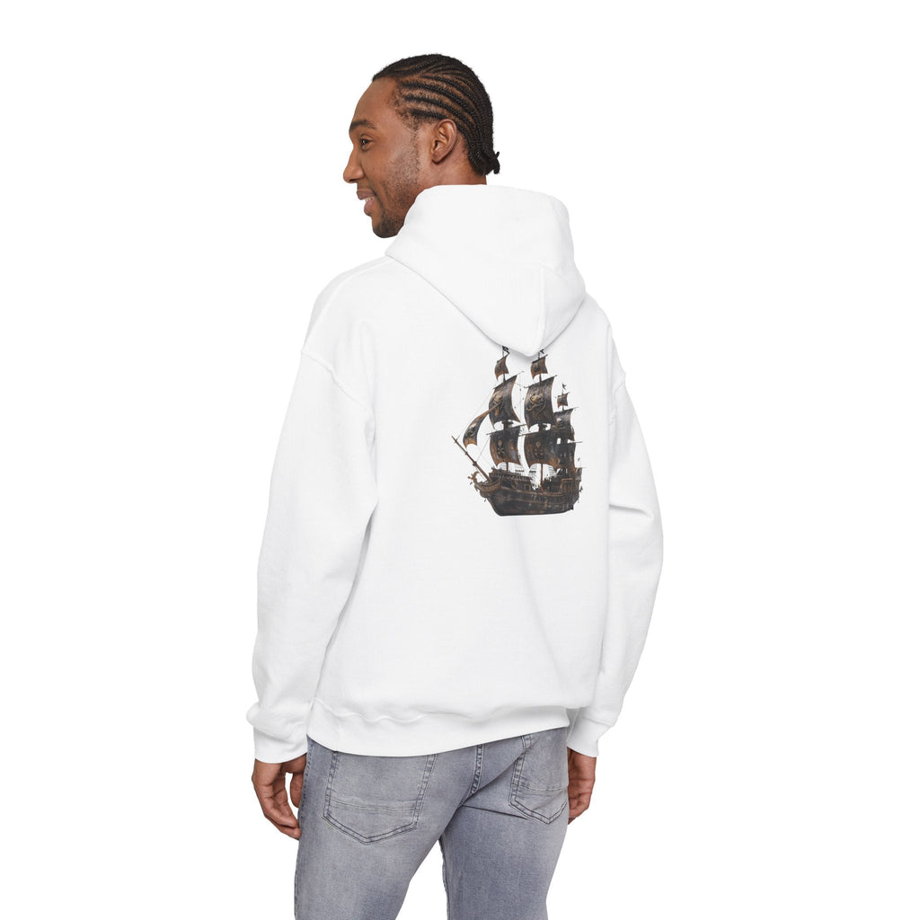 Nautical Ship Hoodie Vintage Pirate Galleon Sweatshirt with Anchor Sleeve - Etna Gift