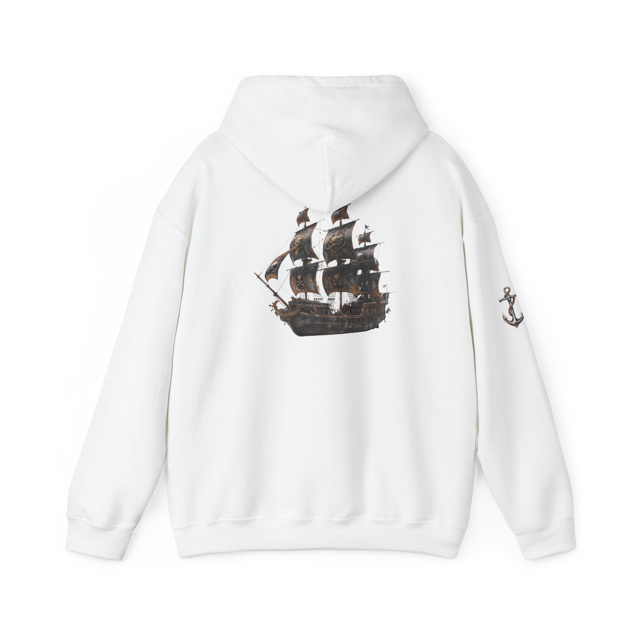 Nautical Ship Hoodie Vintage Pirate Galleon Sweatshirt with Anchor Sleeve - Etna Gift