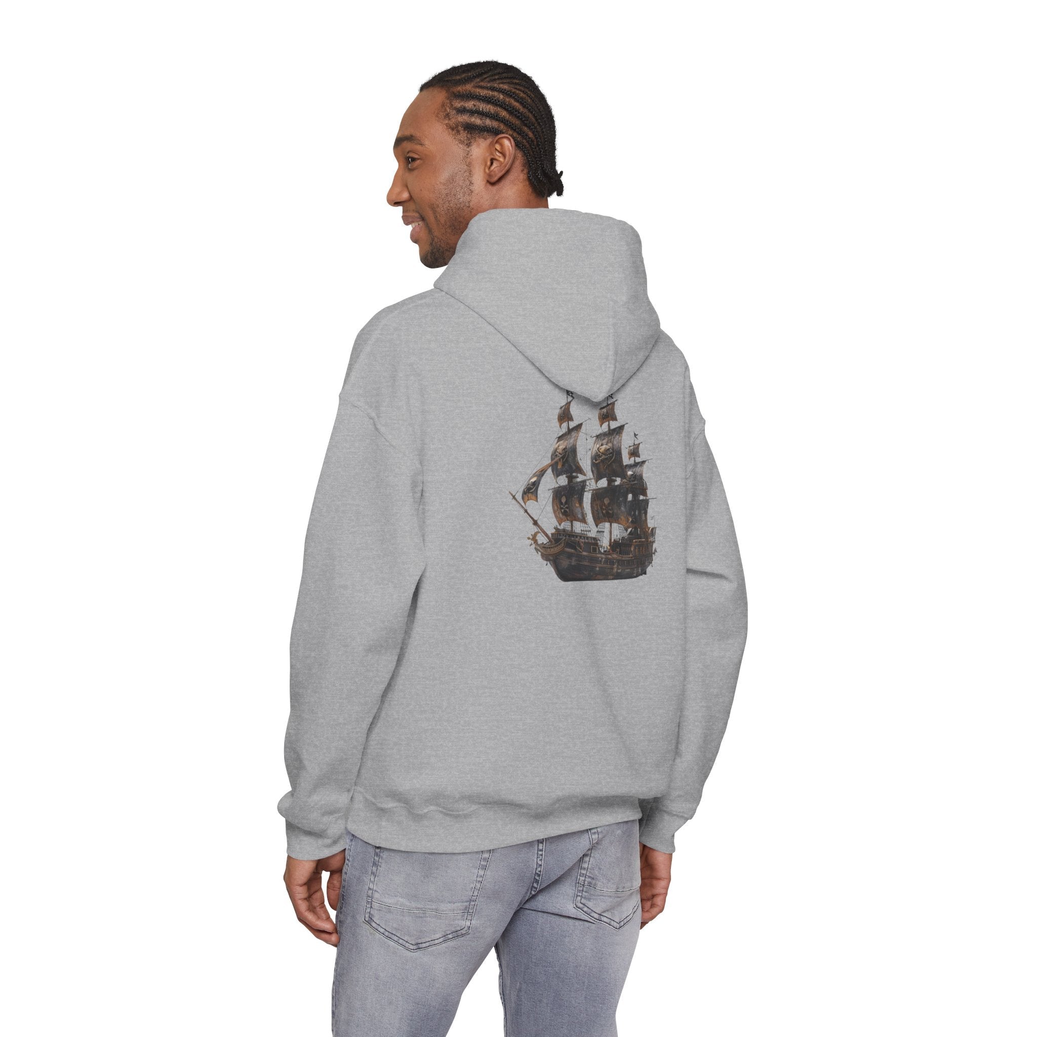 Nautical Ship Hoodie Vintage Pirate Galleon Sweatshirt with Anchor Sleeve - Etna Gift