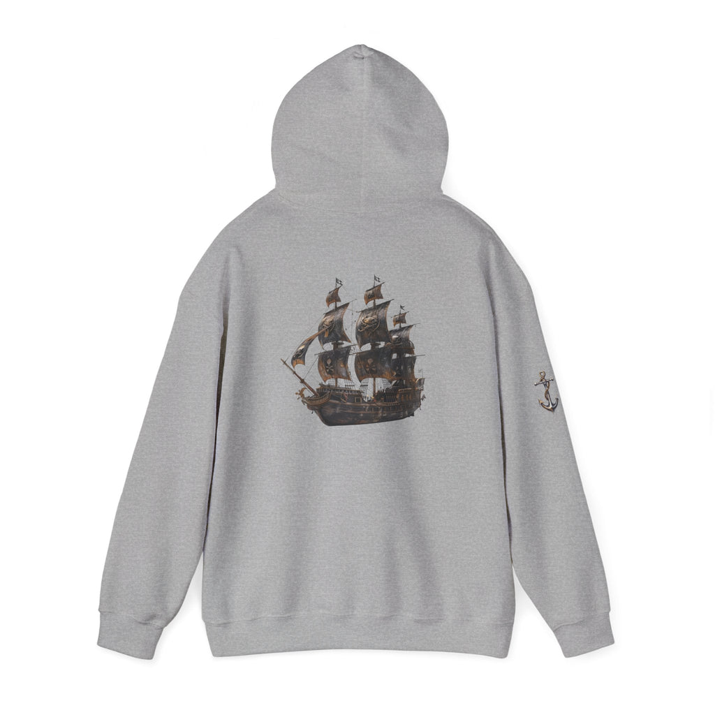 Nautical Ship Hoodie Vintage Pirate Galleon Sweatshirt with Anchor Sleeve - Etna Gift