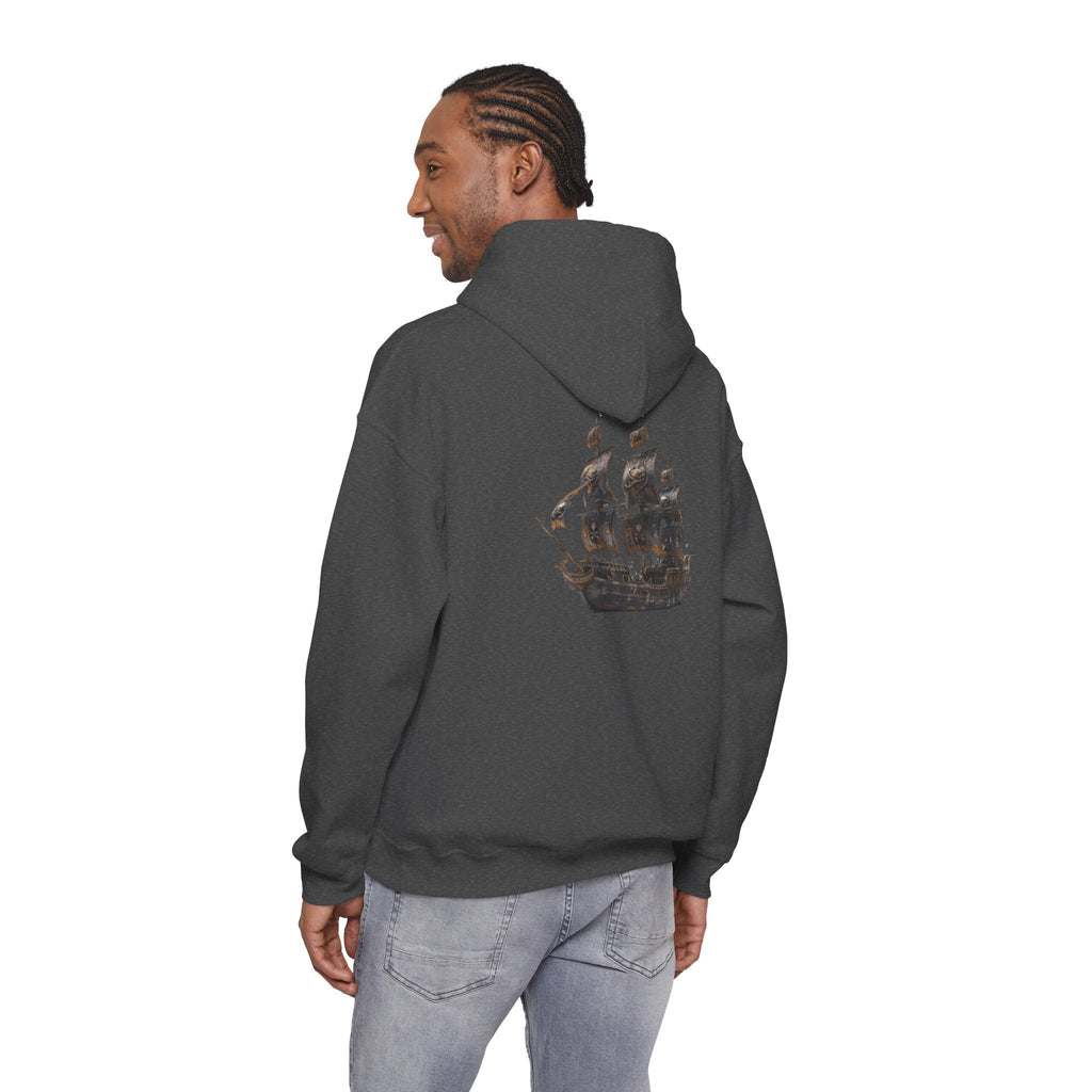Nautical Ship Hoodie Vintage Pirate Galleon Sweatshirt with Anchor Sleeve - Etna Gift