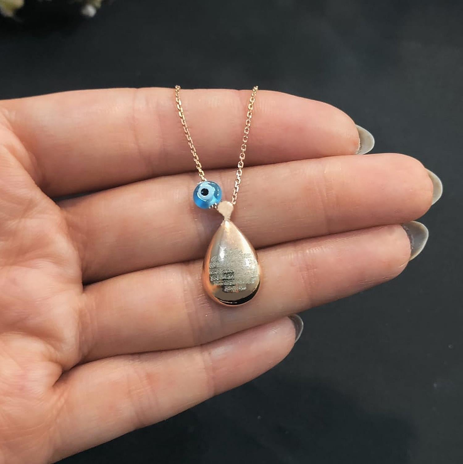 Nazar amulet drop necklace 925 sterling silver drop necklace - Etna Gift