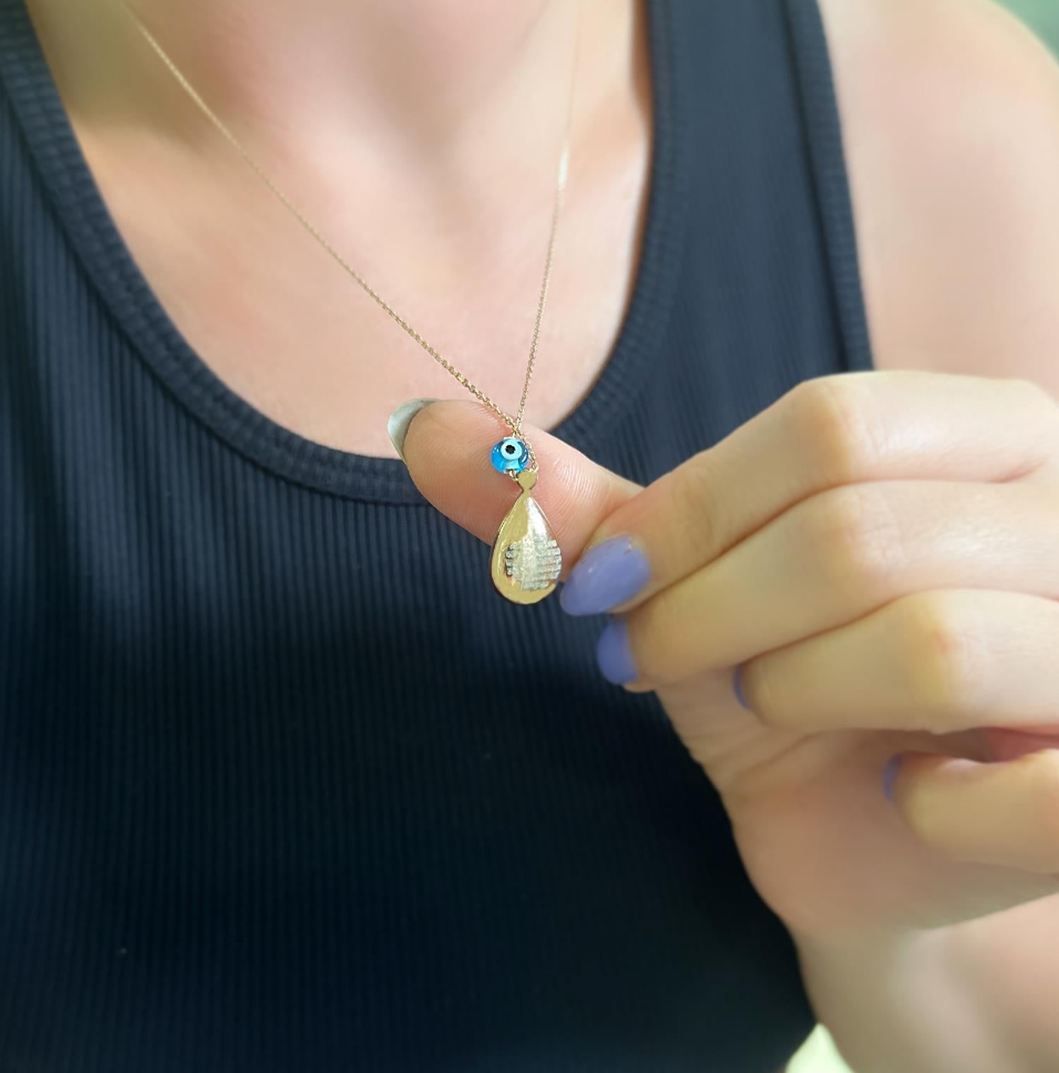 Nazar amulet drop necklace 925 sterling silver drop necklace - Etna Gift