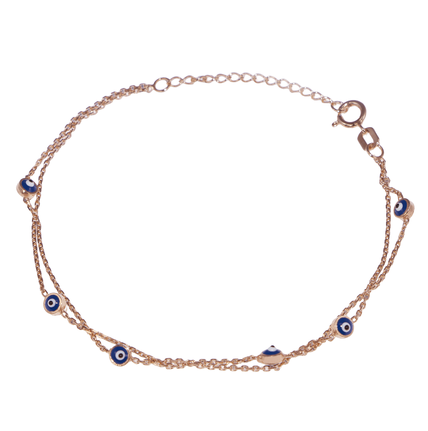 Nazar bead silver 2 row bracelet 925 sterling silver bracelet - Etna Gift