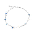 Nazar bead silver 2 row bracelet 925 sterling silver bracelet - Etna Gift