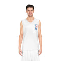NBA Logo Basketball Jersey White Mesh Tank with American Flag Accent - Etna Gift