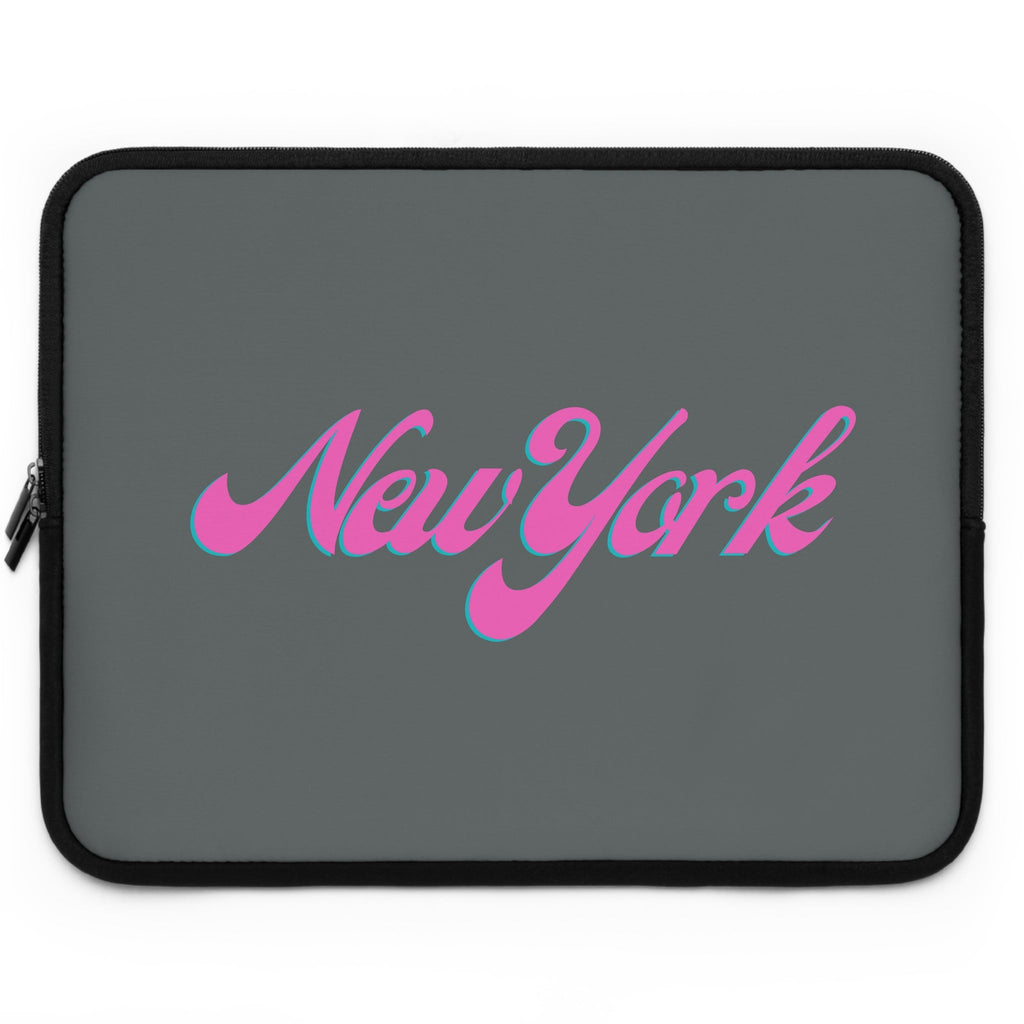 New York Pink Script Laptop Sleeve Retro City Typography Sleeve - Etna Gift