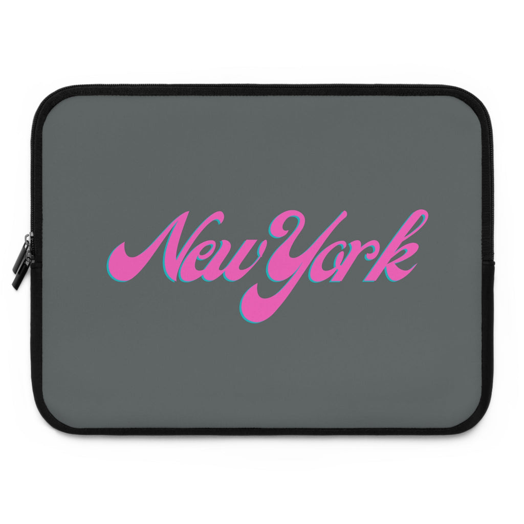 New York Pink Script Laptop Sleeve Retro City Typography Sleeve - Etna Gift