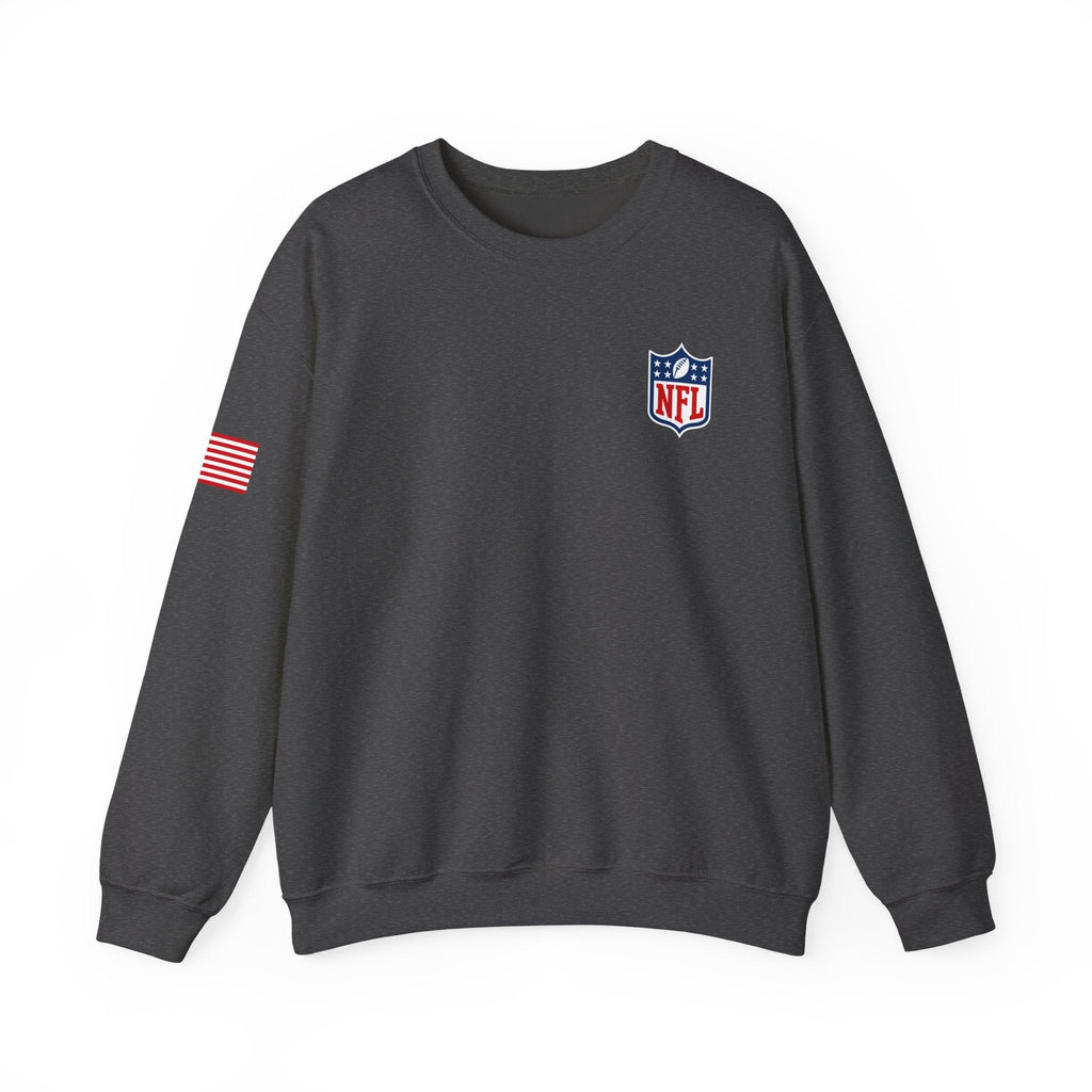 NFL Logo Crewneck Sweatshirt with American Flag Sleeve - Etna Gift