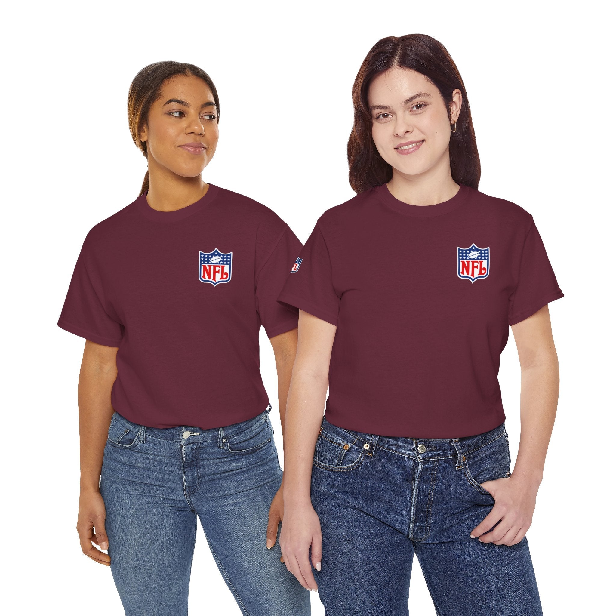 NFL Shield Black T‑Shirt Small Chest & Sleeve Logo Football Tee - Etna Gift