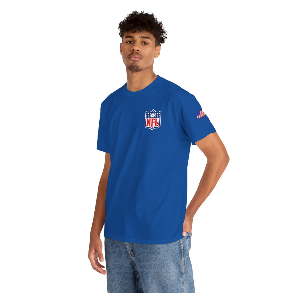 NFL Shield Black T‑Shirt Small Chest & Sleeve Logo Football Tee - Etna Gift