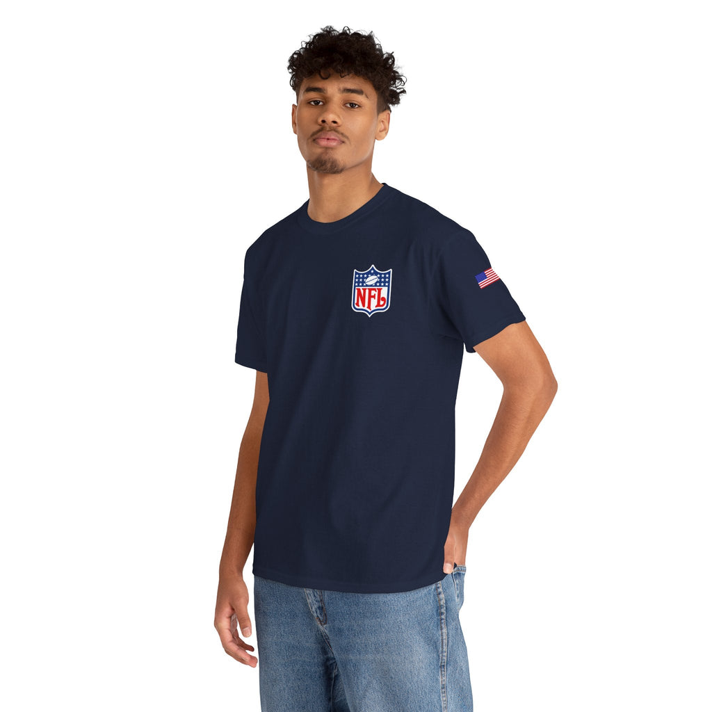 NFL Shield Black T‑Shirt Small Chest & Sleeve Logo Football Tee - Etna Gift