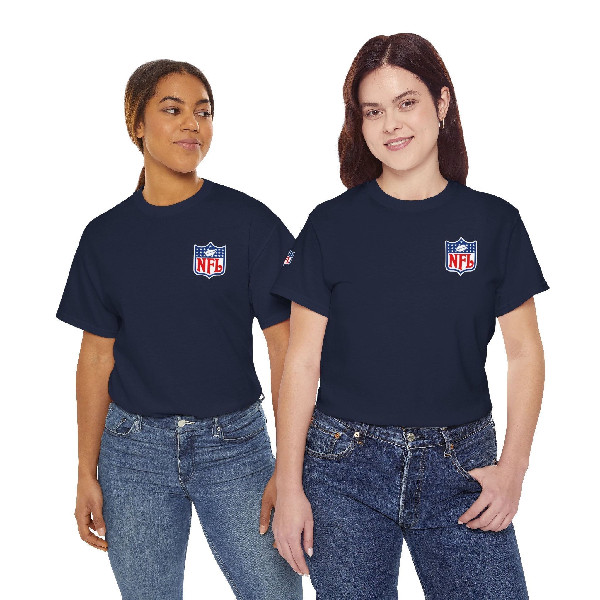 NFL Shield Black T‑Shirt Small Chest & Sleeve Logo Football Tee - Etna Gift